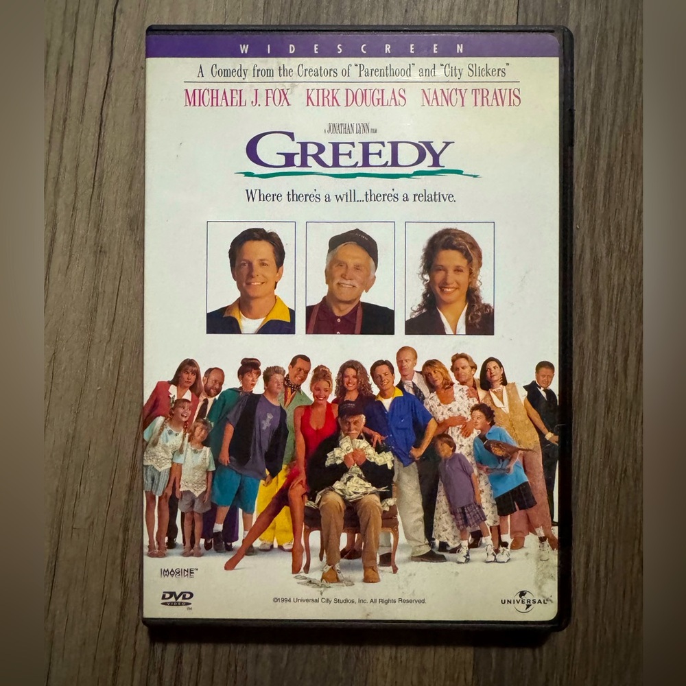 Greedy (DVD, 1994) Kirk Douglas, Michael J. Fox widescreen